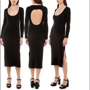 🖤 🆕 WAYF Walker Scoop Neck Cutout Ribbed Midi Dress – Size M
